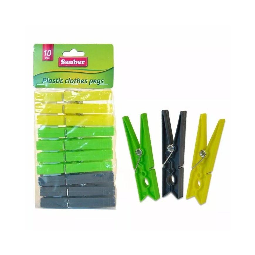 Plastic laundry hooks 10pcs green|yellow|grey