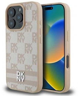 Dėklas DKNY DKHCP16LPCPTSSP iPhone 16 Pro 6.3" rožinis/pink hardcase Checkered Pattern & Printed Stripes