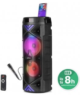 Media-Tech FUNBOX KEG PRO - Power audio Bluetooth 5.0+EDR speaker, karaoke function. RMS 50W, PMPO1400W, FM radio, screen, two 6
