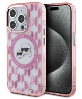 Dėklas Karl Lagerfeld KLHMP15XHMCKMHP iPhone 15 Pro Max 6.7" rožinis/pink IML Monogram Karl&Choupette Head MagSafe