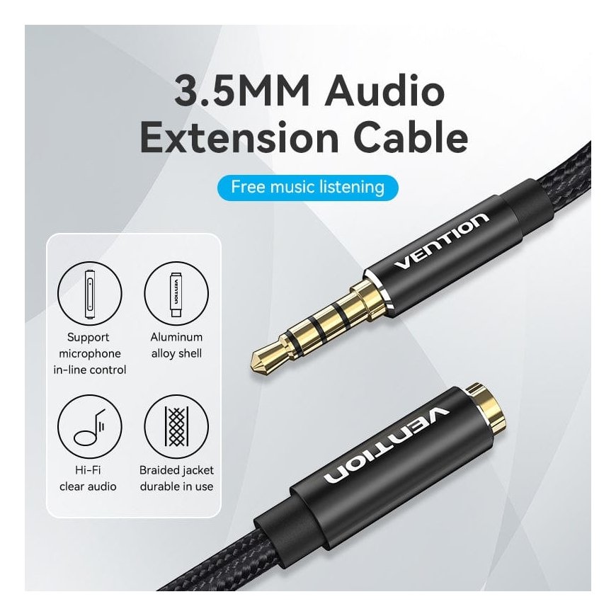Vention BHCBF аудио кабель 1 m 3.5mm TRRS Черный – 2