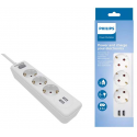 Philips „PHILIPS“ MAITINIMO pratęsimo kabelis APŽVALGA MAITINIMO JUOSTELĖ Baltas 3 LIZDAI 2XUSB 2M SPN3032WA/60