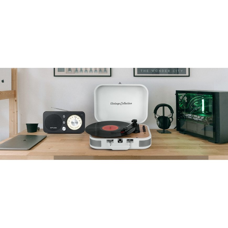 Muse MT-201 WW patefonas Balta Automatinis – 2