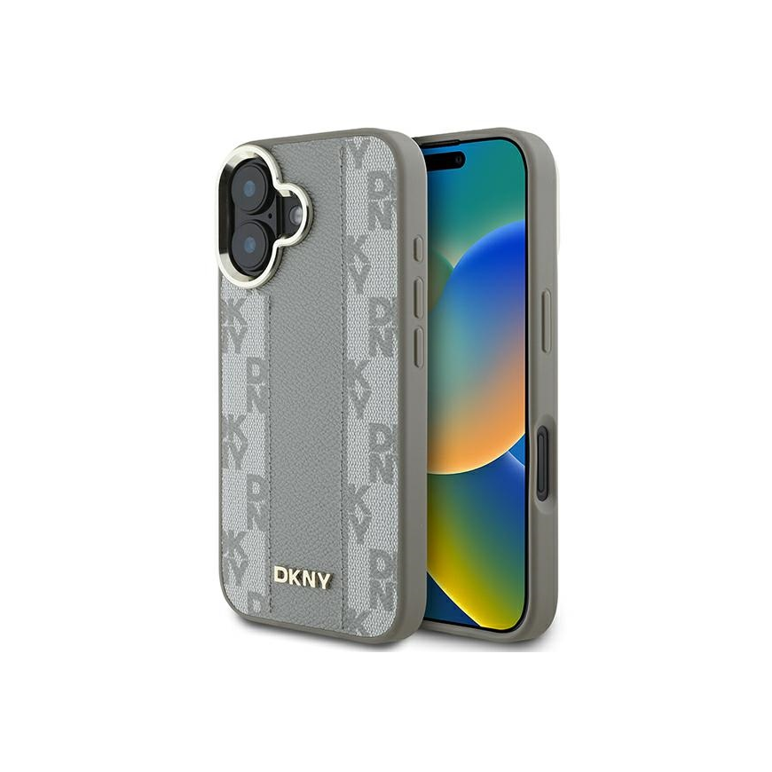 Dėklas DKNY DKHMP16SPCPVSLE iPhone 16 6.1" smėlio spalva/beige hardcase Checkered Pattern Magsafe – 4
