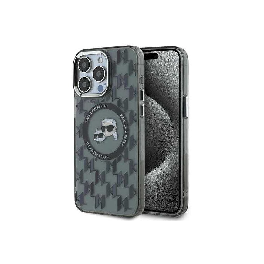 Case Karl Lagerfeld KLHMP15LHMCKMHK iPhone 15 Pro 6.1" black/black IML Monogram Karl&Choupette Head MagSafe