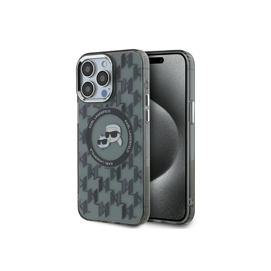 Dėklas Karl Lagerfeld KLHMP15LHMCKMHK iPhone 15 Pro 6.1" juoda/juodas IML Monogram Karl&Choupette Head MagSafe – 3