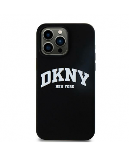 Dėklas DKNY DKHMP16LSNYACH iPhone 16 Pro 6.3" juoda/juodas hardcase Silicone Baltas Printed Logo MagSafe