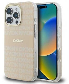 Dėklas DKNY DKHMP16LHRHSEP iPhone 16 Pro 6.3" rožinis/pink hardcase Repeat texture patern & Stripe MagSafe