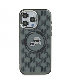 Dėklas Karl Lagerfeld KLHMP15MHMCKMHK iPhone 15 Plus 6.7" juoda/juodas IML Monogram Karl&Choupette Head MagSafe