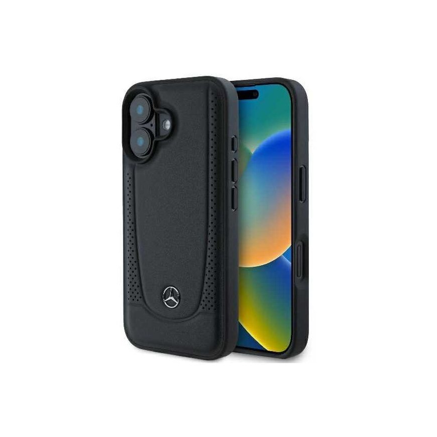 Case Mercedes MEHCP16SARMBK iPhone 16 6.1" black/black hardcase Leather Urban