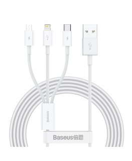 Baseus Superior USB kabelis USB 2.0 1,5 m USB A USB C/Micro USB A/Lightning Balts