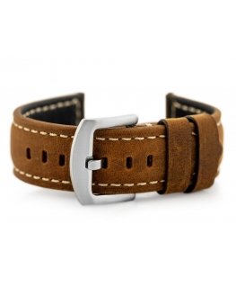 Leather watch strap - dark brown, 20 mm