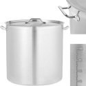 Royal Catering Steel pot with measuring cup lid for electric gas induction cooker, 130 l