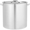 Royal Catering Steel pot with measuring cup lid for electric gas induction cooker, 130 l