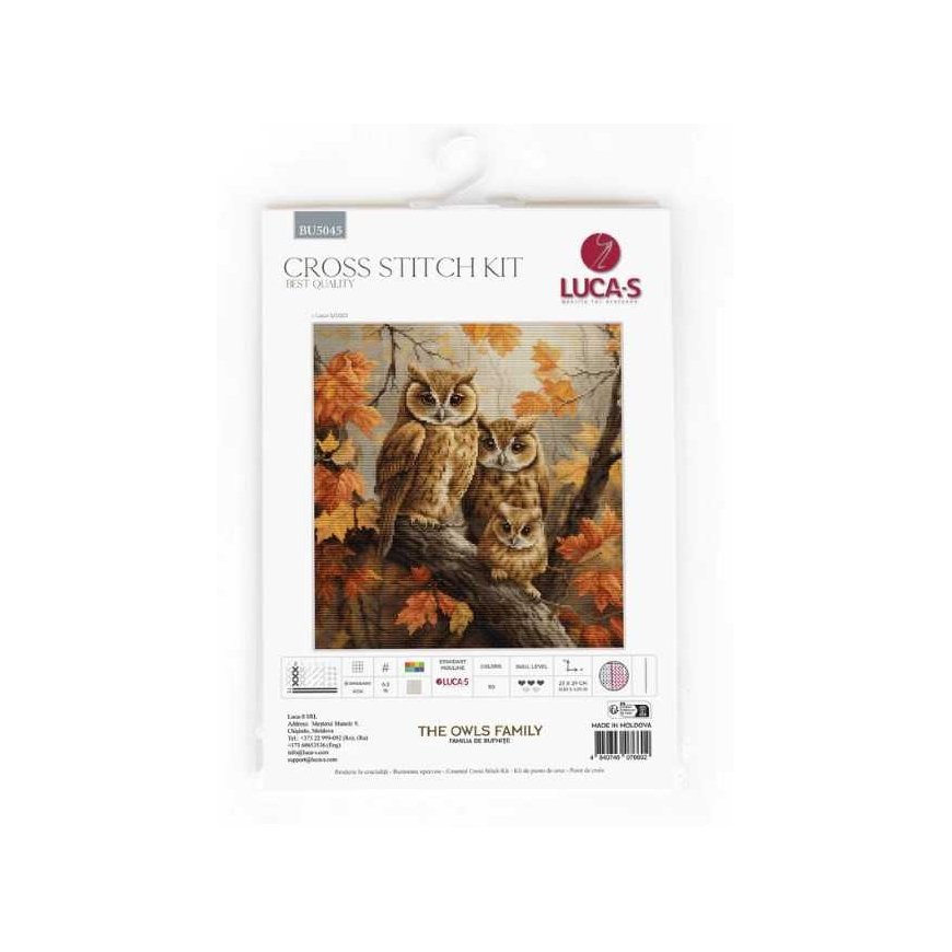 luca S Counted cross stitch kit "Family of Owls" 27x29cm SBU5045