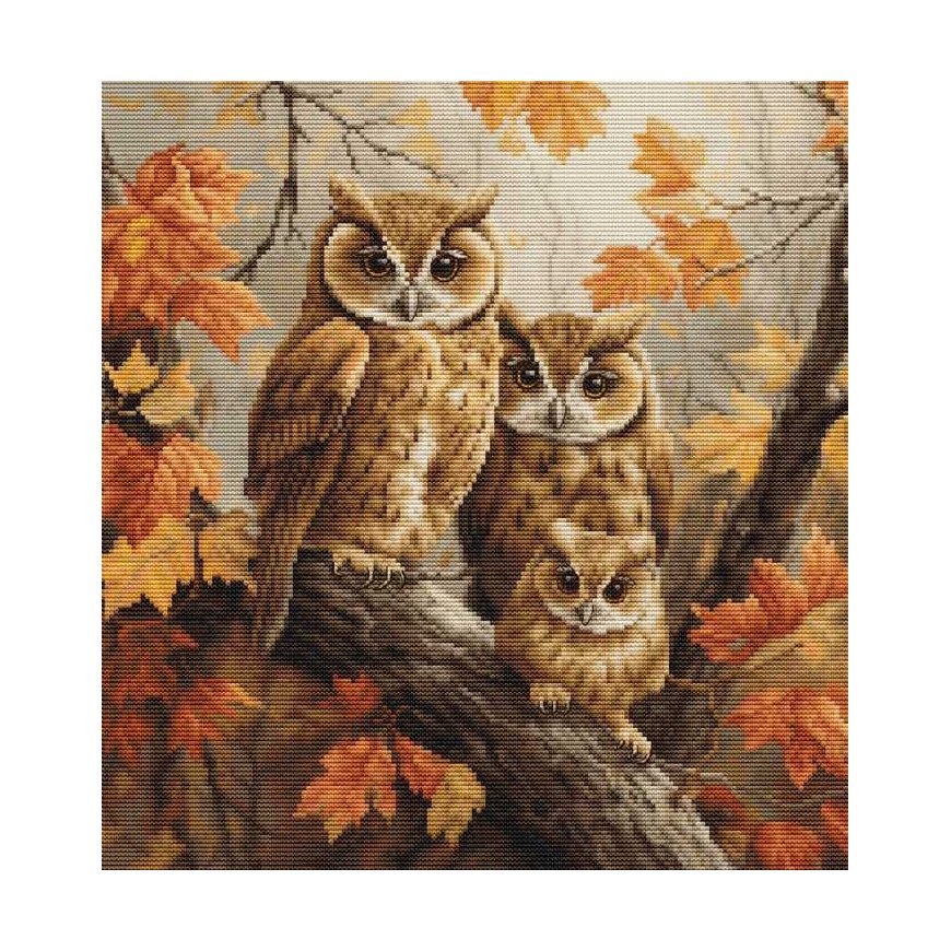 luca S Counted cross stitch kit "Family of Owls" 27x29cm SBU5045 – 2