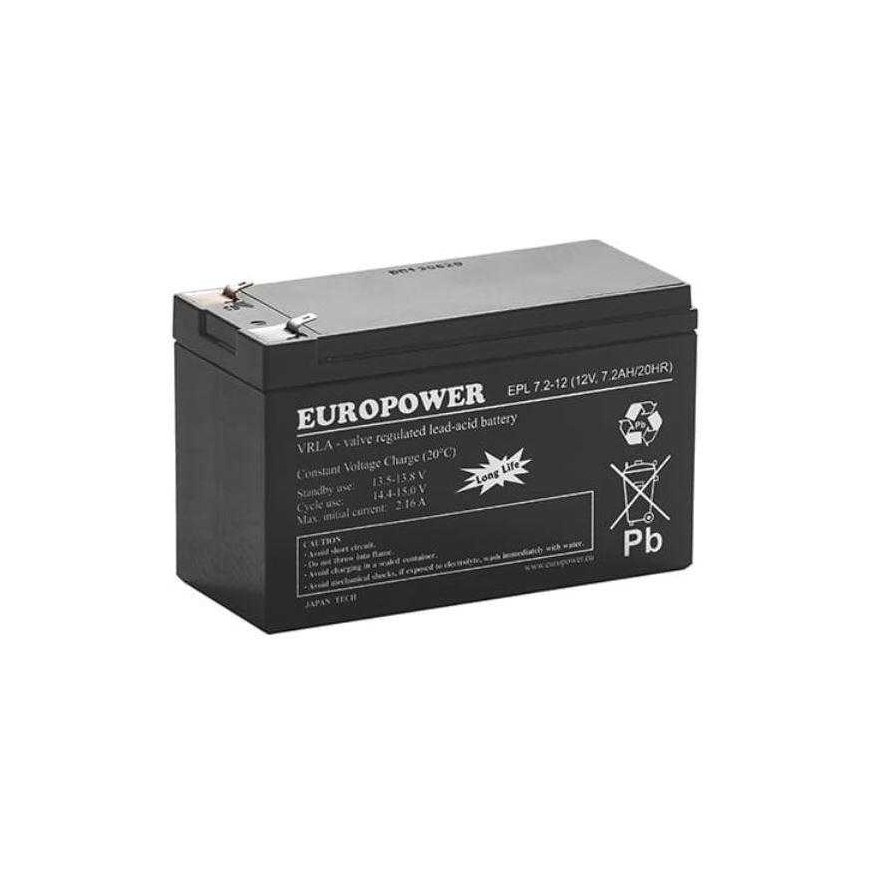 Battery AGM EUROPOWER series EPL 12V 7.2Ah T1