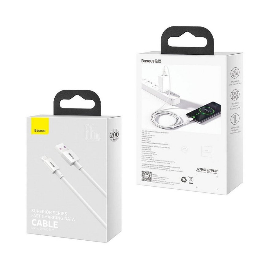 Baseus CATYS-A02 USB cable 2 m USB A USB C White – 5