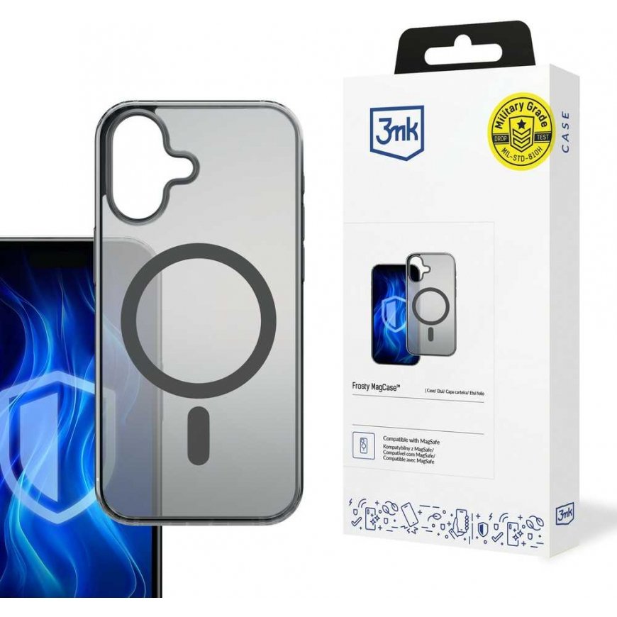 Dėklas 3mk Frosty MagCase Apple iPhone 16 juodas