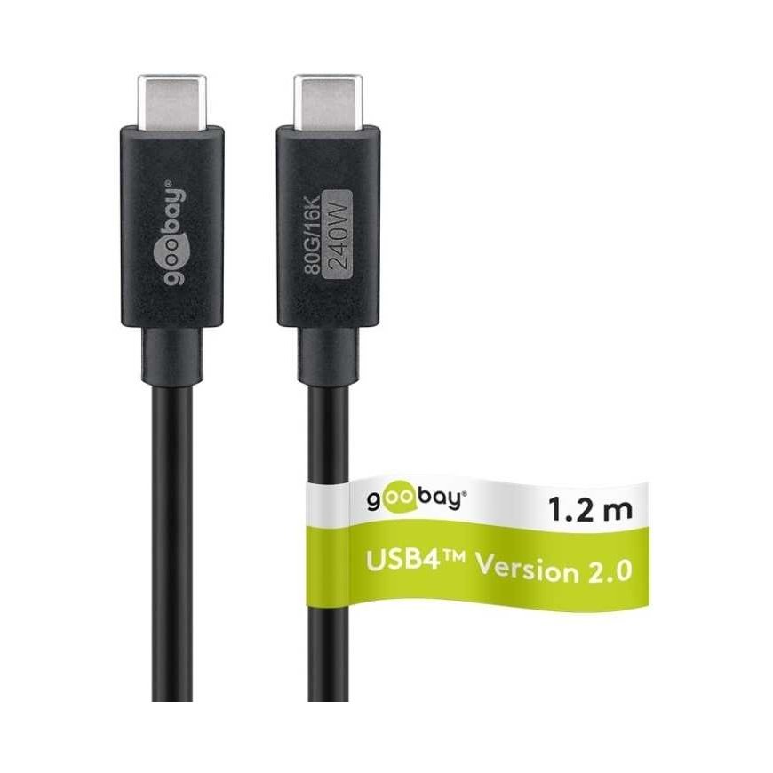 Kabelis USB-C USB4 v2.0 80 Gb/s 240W 16K Goobay 1,2m – 5