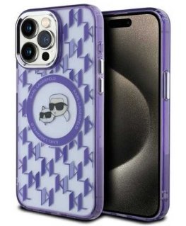 Case Karl Lagerfeld KLHMP15XHMCKMHU iPhone 15 Pro Max 6.7" purple/purple IML Monogram Karl&Choupette Head MagSafe
