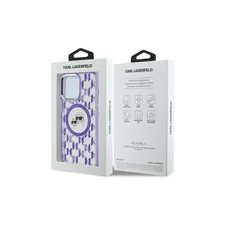 Case Karl Lagerfeld KLHMP15XHMCKMHU iPhone 15 Pro Max 6.7" purple/purple IML Monogram Karl&Choupette Head MagSafe – 2