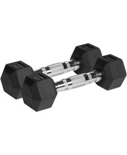 Rubberized cast iron dumbbells HEX 2x2kg, REBEL ACTIVE