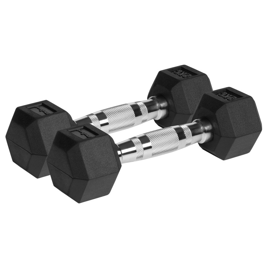 Rubberized cast iron dumbbells HEX 2x2kg, REBEL ACTIVE