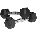 Rubberized cast iron dumbbells HEX 2x2kg, REBEL ACTIVE Rubberized cast iron dumbbells HEX 2x2kg, REBEL ACTIVE