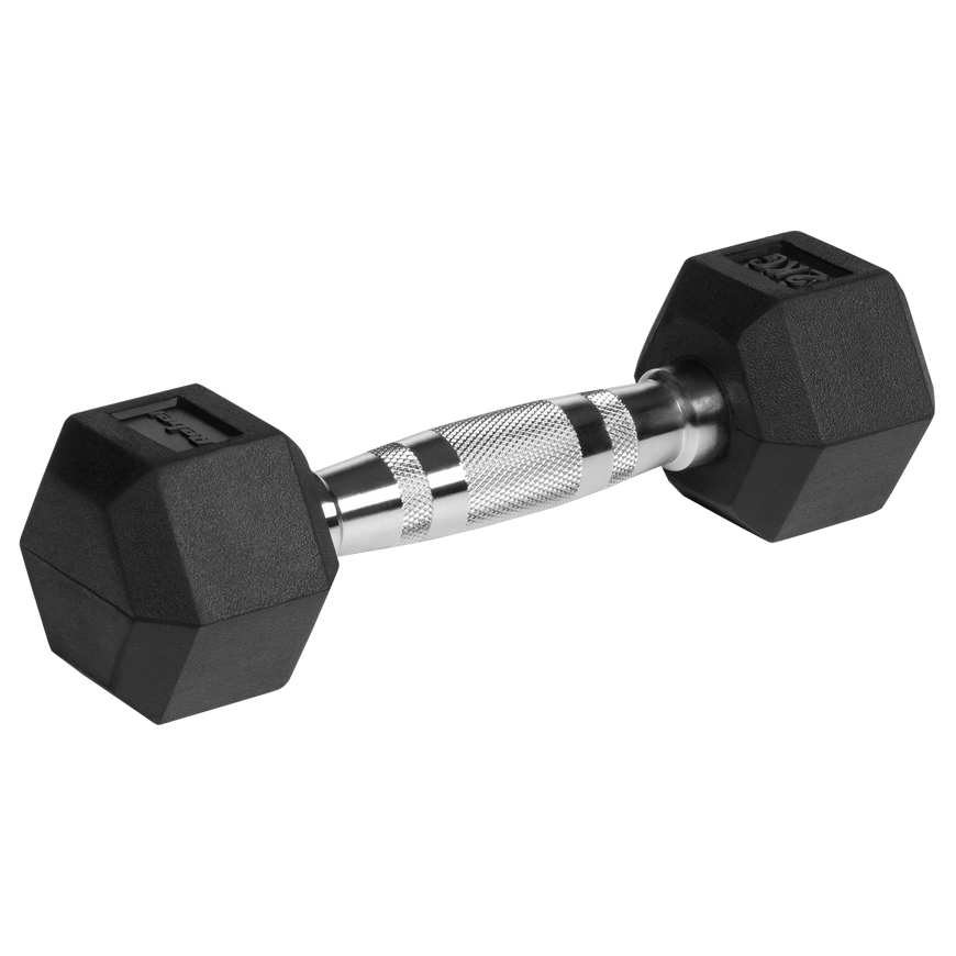 Rubberized cast iron dumbbells HEX 2x2kg, REBEL ACTIVE – 4