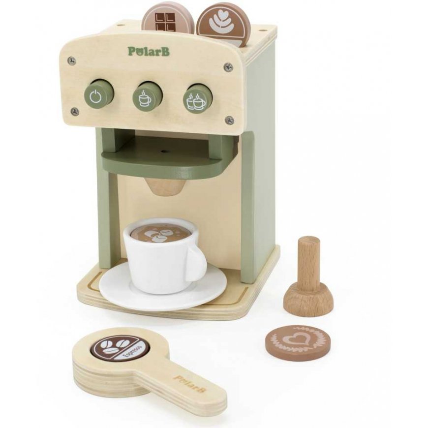 Viga Toys Medinis kavos virimo aparatas žalias + priedai – 2