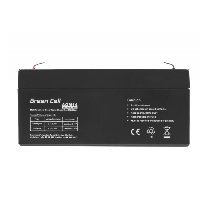 Green Cell AGM14 UPS-akku Sealed Lead Acid (VRLA) 6 V 3,2 ah – 4