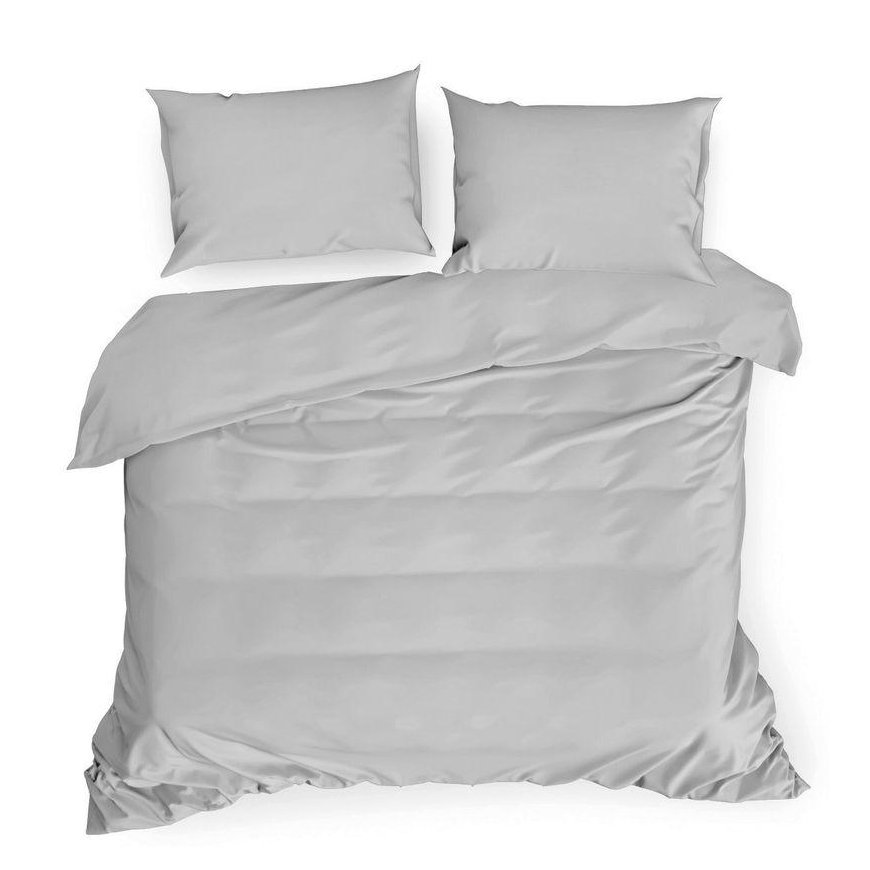 Eurofirany DIVA LINE DINA High quality cotton satin monochrome bedding set, 220 X 200 cm, 2 pcs. 70 X 80 cm, color: light gray B – 2
