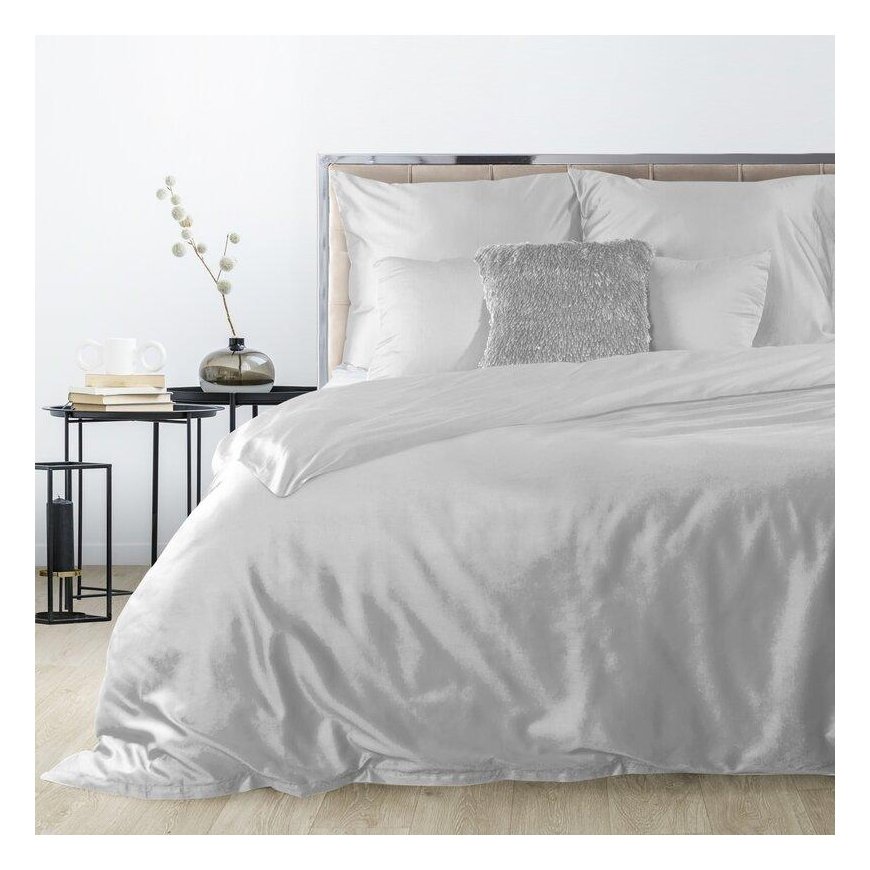 Eurofirany DIVA LINE DINA High quality cotton satin monochrome bedding set, 220 X 200 cm, 2 pcs. 70 X 80 cm, color: light gray B – 3
