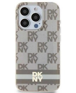 Case DKNY DKHMP14XPCPVSLE iPhone 14 Pro Max 6.7" beige/beige hardcase Leather Checkered Mono Pattern MagSafe