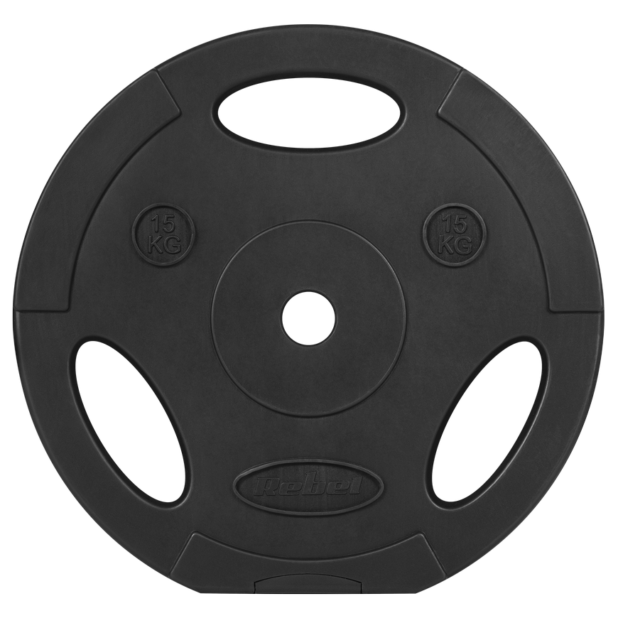 Set of bituminous weights 2x15kg, hole 31mm, plate with handles, REBEL ACTIVE – 3
