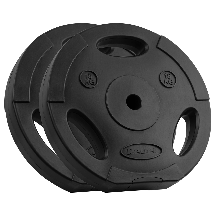 Set of bituminous weights 2x15kg, hole 31mm, plate with handles, REBEL ACTIVE – 4