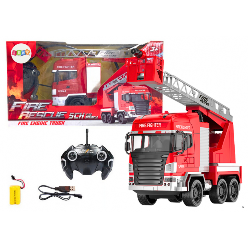 Lean Toys Fire Truck with Remote Control RC Spray Lights