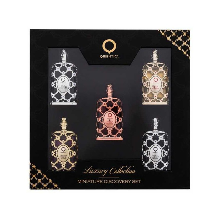 Orientica Luxury Collection EDP rinkinys unisex (EDP Royal Amber 7,5 ml + EDP Royal Bleu 7,5 ml + EDP Velvet Gold 7,5 ml + EDP O