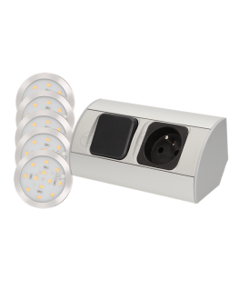 Orno LED furniture fittings set with switch and 1x2P + Z socket