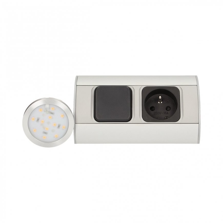 Orno LED furniture fittings set with switch and 1x2P + Z socket – 5