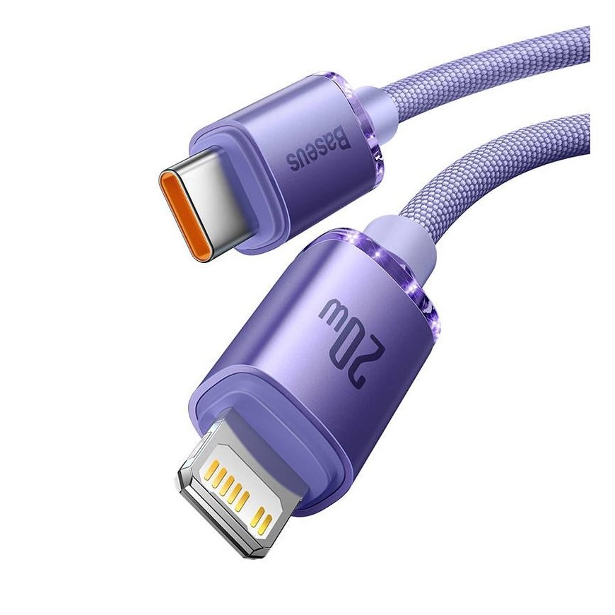 Baseus Crystal Shine matkapuhelimen kaapeli Purppura 1,2 m USB C Lightning – 2
