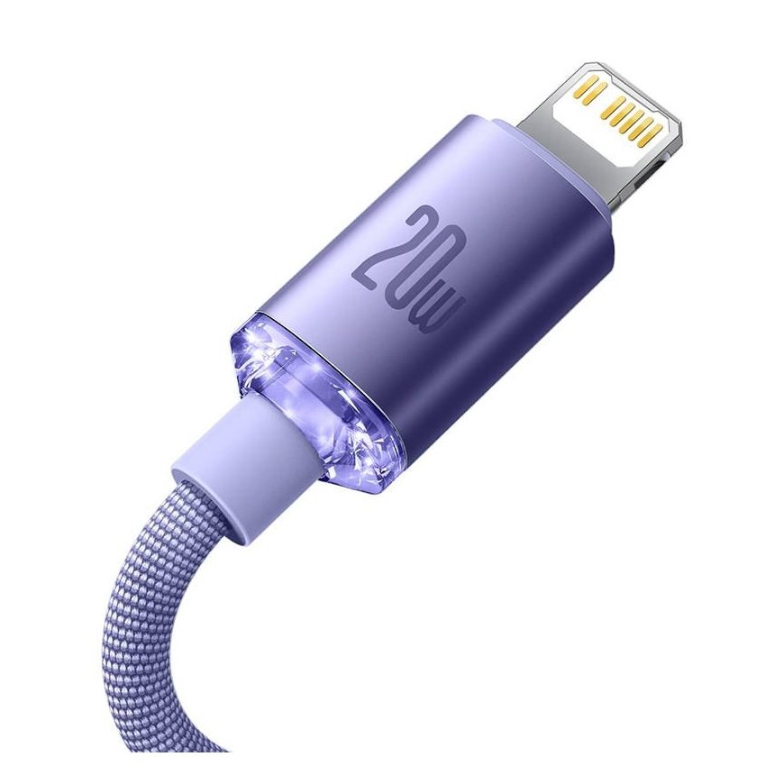 Baseus Crystal Shine matkapuhelimen kaapeli Purppura 1,2 m USB C Lightning – 3