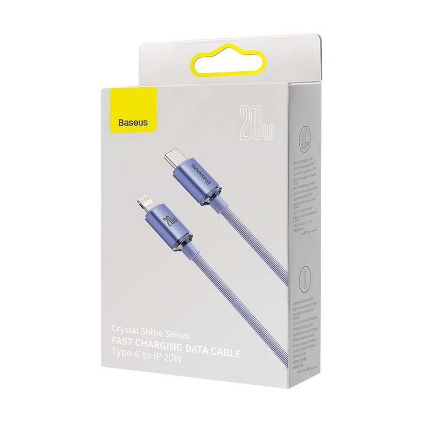 Baseus Crystal Shine mobiiltelefonikaabel Lilla 1,2 m USB C Lightning – 4