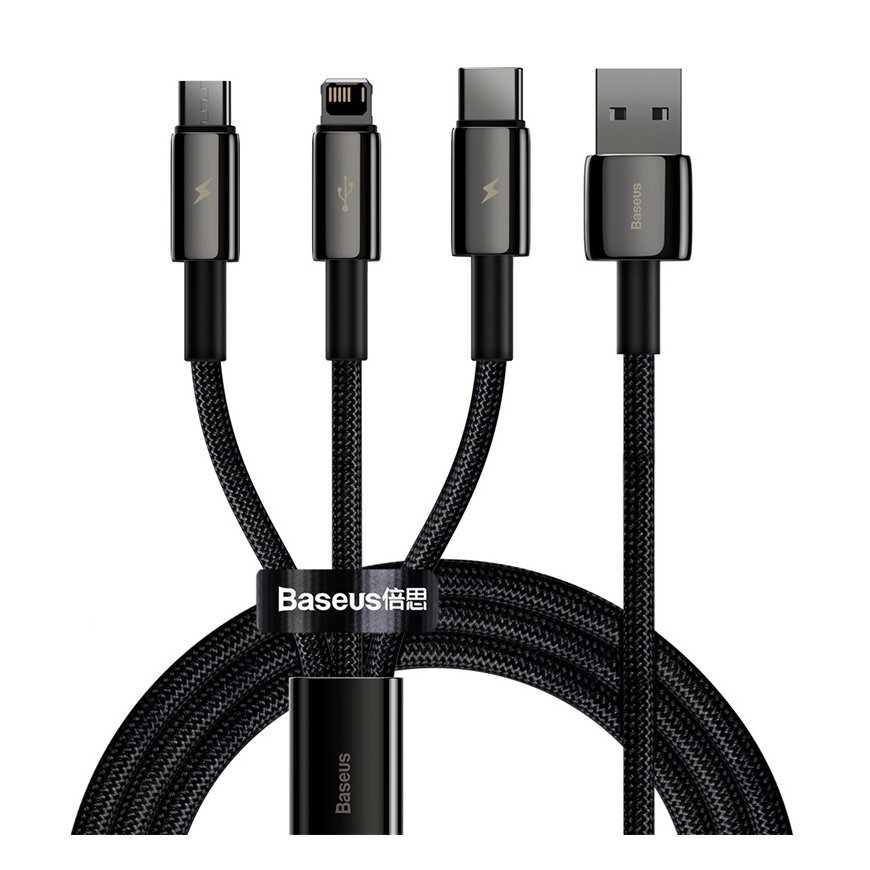 Baseus Tungsten Gold 3-in-1 USB kabelis