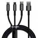 Baseus Tungsten Gold 3-in-1 USB kabelis USB 2.0 1,5 m USB A USB C/Micro USB A/Lightning Juoda Baseus Tungsten Gold 3-in-1 USB kabelis USB 2.0 1,5 m USB A USB C/Micro USB A/Lightning Juoda