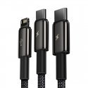 Baseus Tungsten Gold 3-in-1 USB-kaapeli USB 2.0 1,5 m USB A USB C/Micro USB A/Lightning musta Baseus Tungsten Gold 3-in-1 USB-kaapeli USB 2.0 1,5 m USB A USB C/Micro USB A/Lightning musta