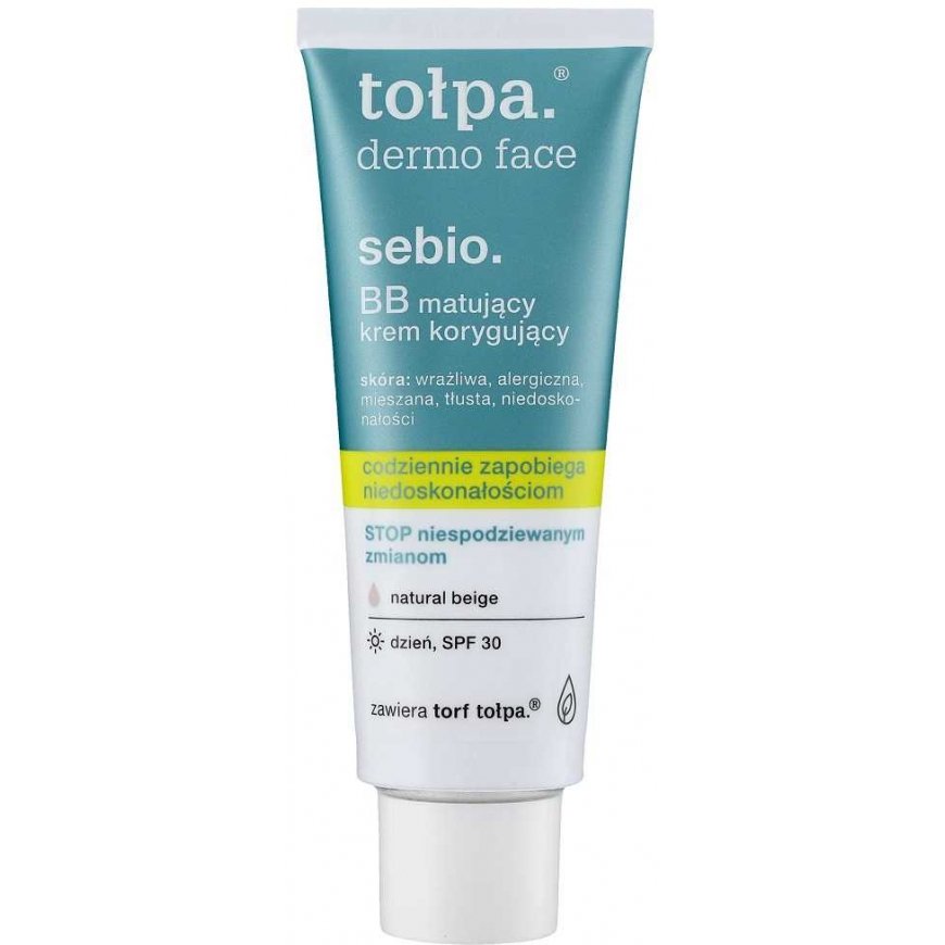 TOŁPA Dermo Face Sebio Matifying Correcting BB dieninis kremas SPF30 - natūralus smėlio spalvos 40 ml – 2