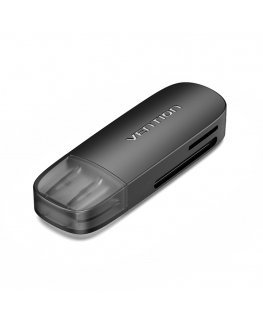 Vention 2-in-1 USB 2.0 A Card Reader(SD+TF) Black Single Drive Letter