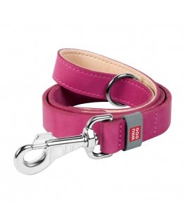 WAUDOG natural leather dog leash 25 mm wide, 122 cm long pink